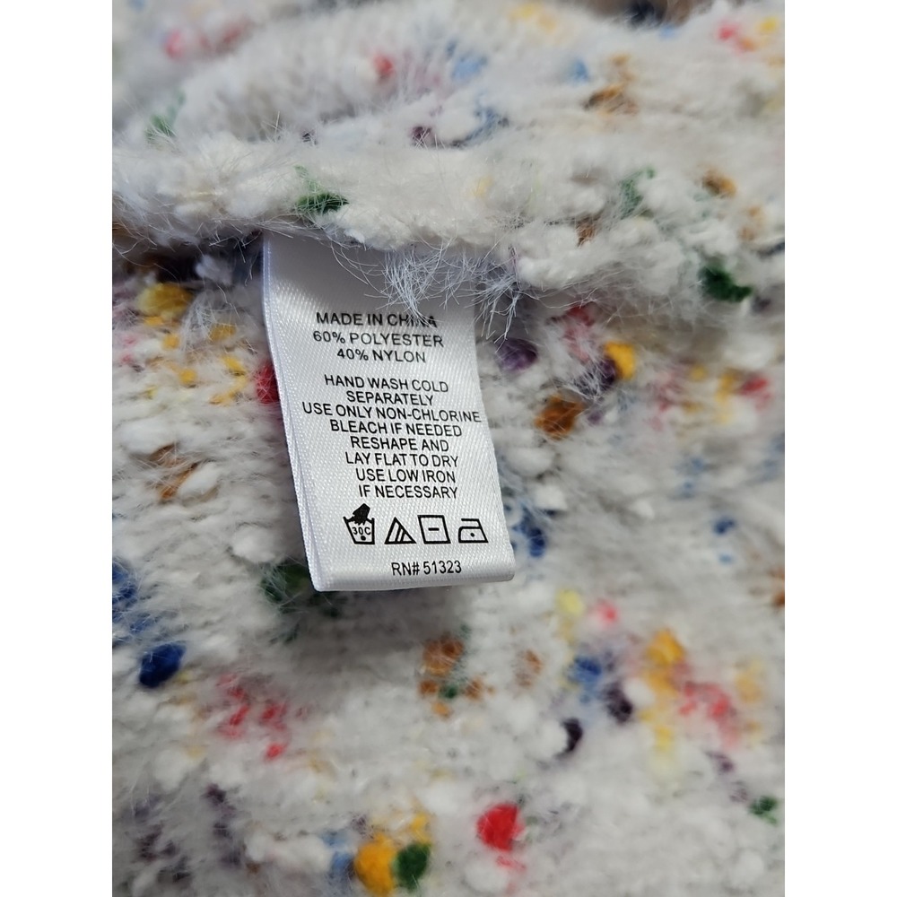 CeCe Women's Speckled Rainbow Confetti Bishop Sleeve Sweater Small - Picture 9 of 10